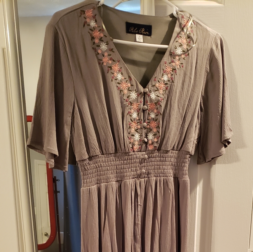 Embroidered Sage Maxi